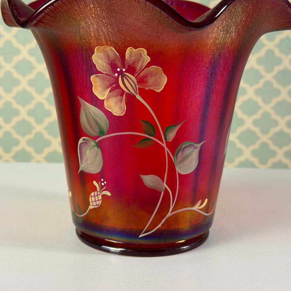 Hand-Painted Floral Glass Vase